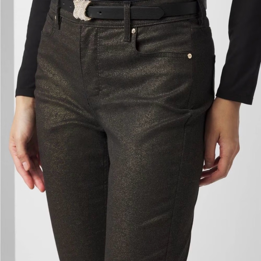 White House Black Market Shimmering Black Skinny Jeans